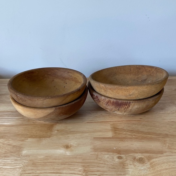 Kitchen Vintage Wooden Bowls Natural Grain Set Poshmark